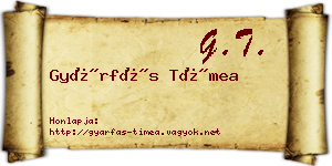 Gyárfás Tímea névjegykártya
